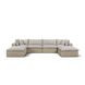 Cali Light Gray Fabric & Natural Wicker Modular Outdoor U-Chaise Sectional