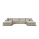 Cali Light Gray Fabric & Natural Wicker Modular Outdoor U-Chaise Sectional