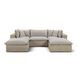 Cali Light Gray Fabric & Natural Wicker Modular Outdoor Small U-Chaise Sectional