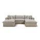 Cali Light Gray Fabric & Natural Wicker Modular Outdoor Small U-Chaise Sectional
