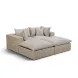 Cali Light Gray Fabric & Natural Wicker Modular Outdoor Double Chaise