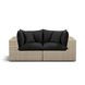 Cali Black Fabric & Natural Wicker Modular Outdoor Loveseat