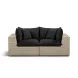 Cali Black Fabric & Natural Wicker Modular Outdoor Loveseat