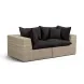 Cali Black Fabric & Natural Wicker Modular Outdoor Loveseat