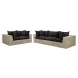 Cali Black Fabric & Natural Wicker Modular Outdoor Conversation Set