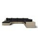 Cali Black Fabric & Natural Wicker Modular Outdoor Large Chaise Sectional