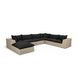 Cali Black Fabric & Natural Wicker Modular Outdoor Large Chaise Sectional