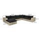 Cali Black Fabric & Natural Wicker Modular Outdoor Large Chaise Sectional