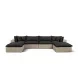 Cali Black Fabric & Natural Wicker Modular Outdoor U-Chaise Sectional