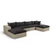 Cali Black Fabric & Natural Wicker Modular Outdoor U-Chaise Sectional