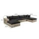 Cali Black Fabric & Natural Wicker Modular Outdoor U-Chaise Sectional