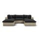 Cali Black Fabric & Natural Wicker Modular Outdoor Small U-Chaise Sectional