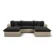 Cali Black Fabric & Natural Wicker Modular Outdoor Small U-Chaise Sectional