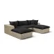 Cali Black Fabric & Natural Wicker Modular Outdoor Small U-Chaise Sectional