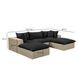 Cali Black Fabric & Natural Wicker Modular Outdoor Small U-Chaise Sectional