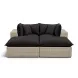 Cali Black Fabric & Natural Wicker Modular Outdoor Double Chaise