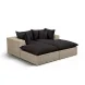 Cali Black Fabric & Natural Wicker Modular Outdoor Double Chaise