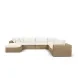 Cali Natural Performance Fabric & Brown Wicker Modular Outdoor Large Chaise Sectional
