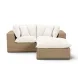 Cali Natural Performance Fabric & Brown Wicker Modular Outdoor Small Sectional