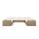Cali Natural Performance Fabric & Brown Wicker Modular Outdoor U-Sectional