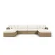 Cali Natural Performance Fabric & Brown Wicker Modular Outdoor U-Chaise Sectional