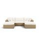 Cali Natural Performance Fabric & Brown Wicker Modular Outdoor Small U-Chaise Sectional