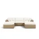 Cali Natural Performance Fabric & Brown Wicker Modular Outdoor Small U-Chaise Sectional