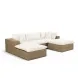 Cali Natural Performance Fabric & Brown Wicker Modular Outdoor Small U-Chaise Sectional