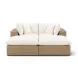 Cali Natural Performance Fabric & Brown Wicker Modular Outdoor Double Chaise