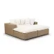 Cali Natural Performance Fabric & Brown Wicker Modular Outdoor Double Chaise