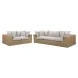 Cali Light Gray Fabric & Brown Wicker Modular Outdoor Conversation Set