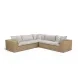 Cali Light Gray Fabric & Brown Wicker Modular Outdoor L-Sectional