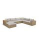 Cali Light Gray Fabric & Brown Wicker Modular Outdoor Large Chaise Sectional