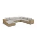 Cali Light Gray Fabric & Brown Wicker Modular Outdoor Large Chaise Sectional