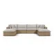 Cali Light Gray Fabric & Brown Wicker Modular Outdoor U-Chaise Sectional