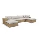 Cali Light Gray Fabric & Brown Wicker Modular Outdoor U-Chaise Sectional