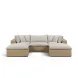 Cali Light Gray Fabric & Brown Wicker Modular Outdoor Small U-Chaise Sectional