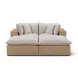Cali Light Gray Fabric & Brown Wicker Modular Outdoor Double Chaise