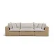 Cali Light Gray Fabric & Brown Wicker Modular Outdoor Sofa