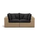 Cali Black Fabric & Brown Wicker Modular Outdoor Loveseat