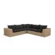 Cali Black Fabric & Brown Wicker Modular Outdoor L-Sectional