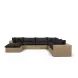 Cali Black Fabric & Brown Wicker Modular Outdoor Large Chaise Sectional