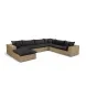 Cali Black Fabric & Brown Wicker Modular Outdoor Large Chaise Sectional