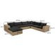 Cali Black Fabric & Brown Wicker Modular Outdoor Large Chaise Sectional