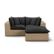 Cali Black Fabric & Brown Wicker Modular Outdoor Small Sectional
