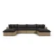 Cali Black Fabric & Brown Wicker Modular Outdoor U-Chaise Sectional