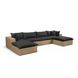 Cali Black Fabric & Brown Wicker Modular Outdoor U-Chaise Sectional