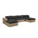 Cali Black Fabric & Brown Wicker Modular Outdoor U-Chaise Sectional