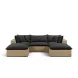 Cali Black Fabric & Brown Wicker Modular Outdoor Small U-Chaise Sectional