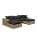 Cali Black Fabric & Brown Wicker Modular Outdoor Small U-Chaise Sectional